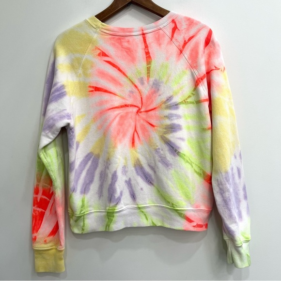 RE/DONE tie dye sweatshirt Hanes Classic Raglan Crewneck Neon Spiral Dye Medium - Picture 3 of 9